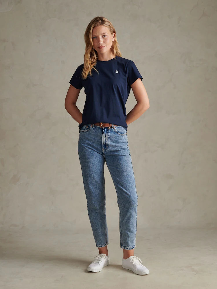 U.S POLO ASSN WOMAN CREW-NECK T-SHIRT IN LIGHT JERSEY