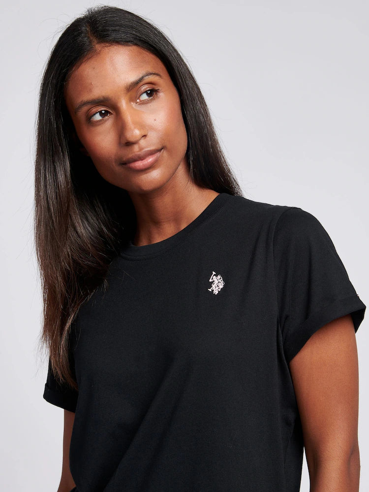 U.S POLO ASSN WOMAN CREW-NECK T-SHIRT IN LIGHT JERSEY