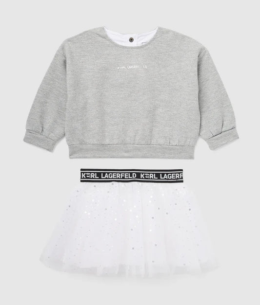 KARL LAGERFELD KIDS JUMPER AND SKIRT SET