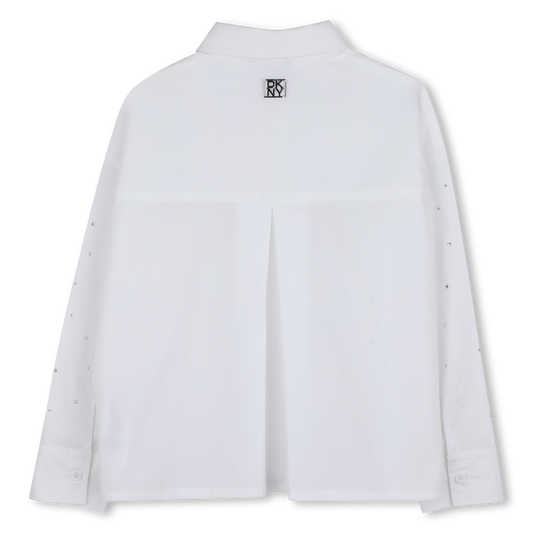 DKNY GIRLS RHINESTONES POPLIN SHIRT