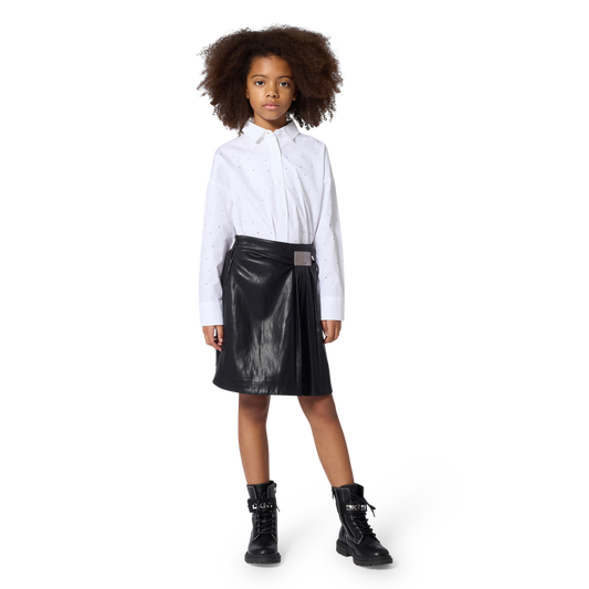 DKNY GIRLS RHINESTONES POPLIN SHIRT