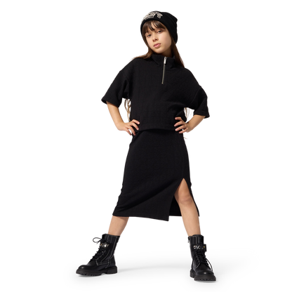 DKNY GIRLS QUARTER ZIP FANCY T SHIRT