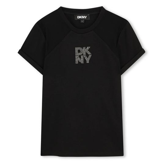 DKNY GIRLS MINI ME BLACK LOGO T-SHIRT