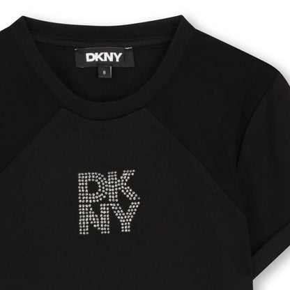 DKNY GIRLS MINI ME BLACK LOGO T-SHIRT