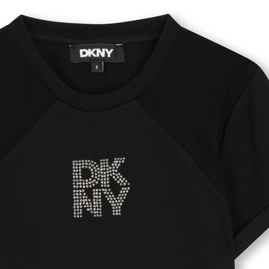 DKNY GIRLS MINI ME BLACK LOGO T-SHIRT