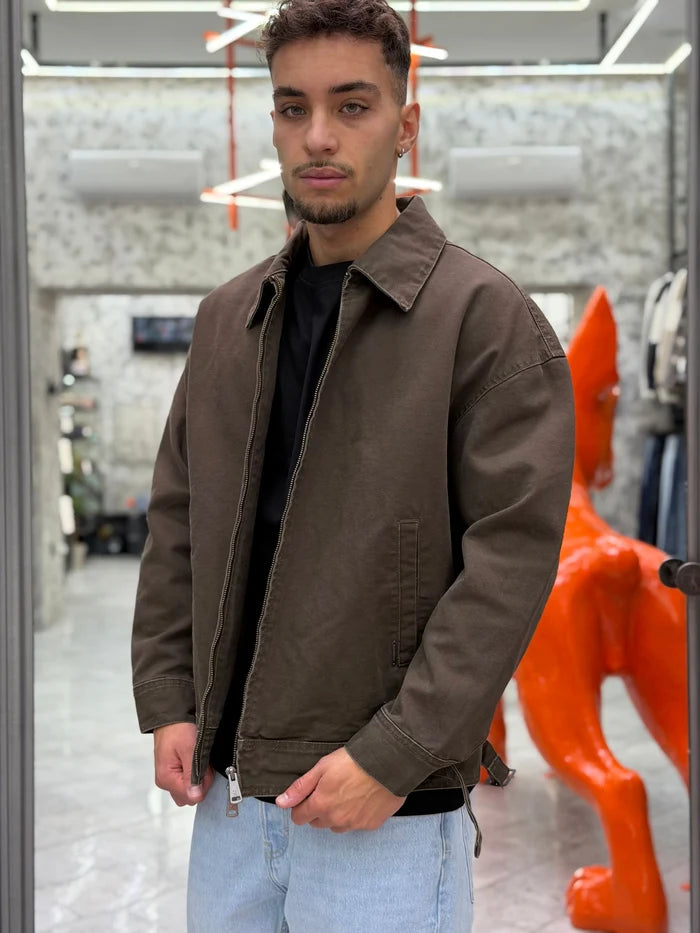 GIANNI LUPO RELAXED FIT COLLAR DENIM OVERJACKET