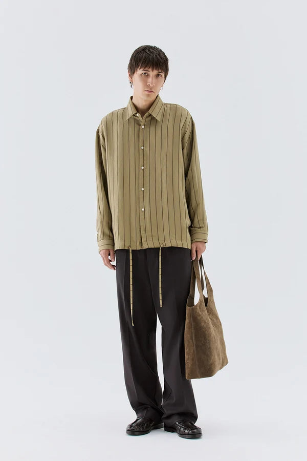 IM BRIAN STRIPED BOXY VISCOSE SHIRT