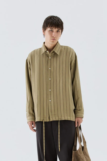 IM BRIAN STRIPED BOXY VISCOSE SHIRT