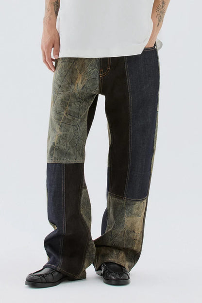 IM BRIAN BAGGY JEANS PATCHWORK