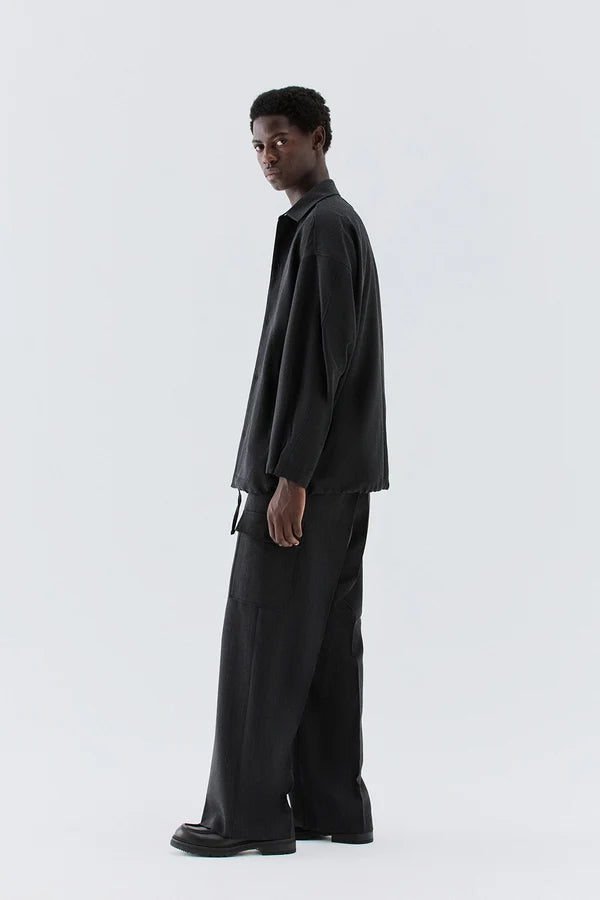 IM BRIAN VIRGIN WOOL WIDE LEG CARGO PANTS