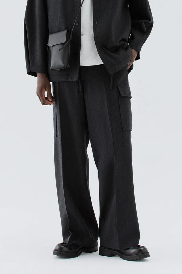 IM BRIAN VIRGIN WOOL WIDE LEG CARGO PANTS