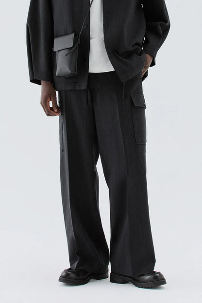 IM BRIAN VIRGIN WOOL WIDE LEG CARGO PANTS