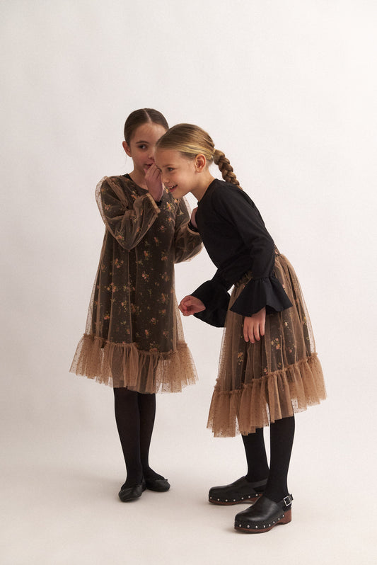 TWO IN A CASTLE ENGRAVED FLOWER TULLE DRESS