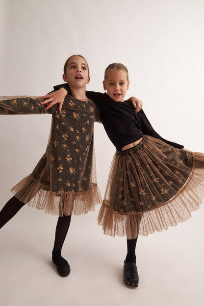 TWO IN A CASTLE ENGRAVED FLORAL TUTU SKIRT