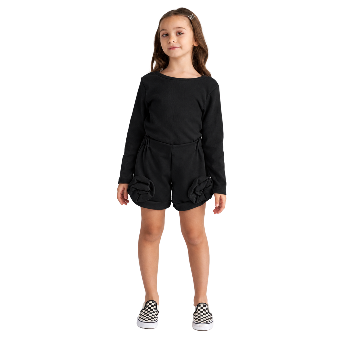 TWO IN A CASTLE MONOCHROME SET TOP & ROSES SHORT