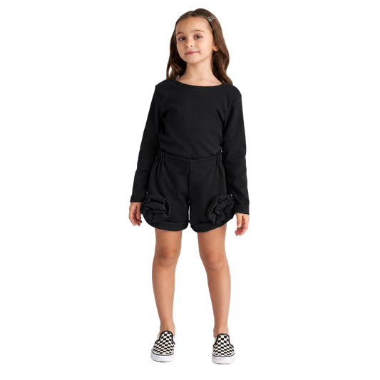 TWO IN A CASTLE MONOCHROME SET TOP & ROSES SHORT