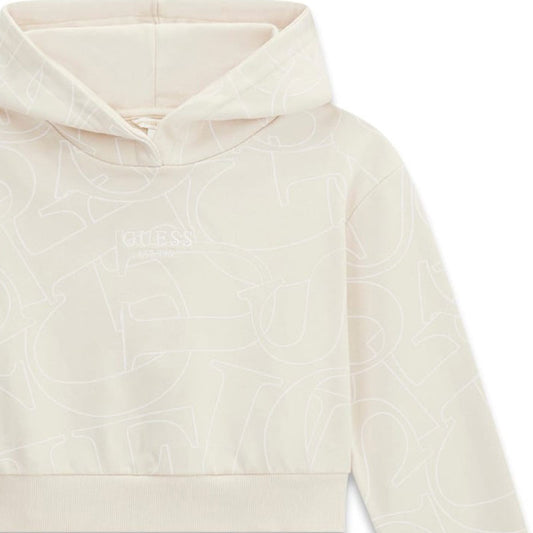 GUESS KIDS GIRLS HOODED MULTIPATTERN SWEATSHIRT