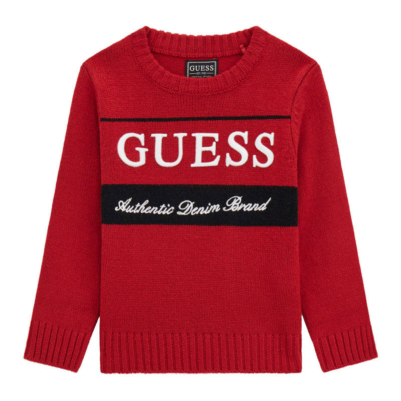 GUESS JEANS KIDS LOGO KNITTED SWEATER
