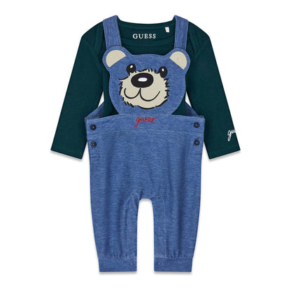 GUESS KIDS LS BODYSUIT & KNIT DENIM ROMBER SET