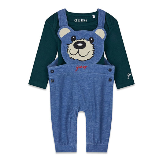 GUESS KIDS LS BODYSUIT & KNIT DENIM ROMBER SET
