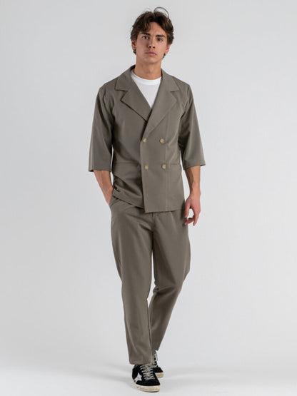 GIANNI LUPO REGULAR FIT DOUBLE-BREASTED 3/4 SLEEVE CO-ORD JACKET
