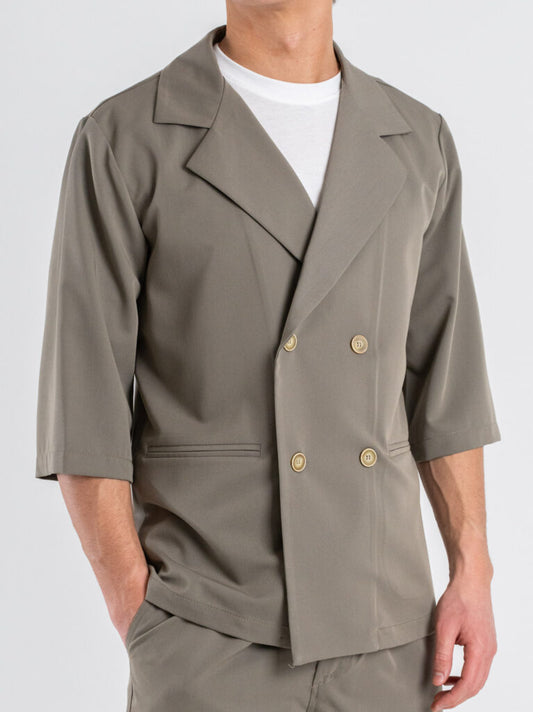 GIANNI LUPO REGULAR FIT DOUBLE-BREASTED 3/4 SLEEVE CO-ORD JACKET