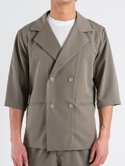 GIANNI LUPO REGULAR FIT DOUBLE-BREASTED 3/4 SLEEVE CO-ORD JACKET