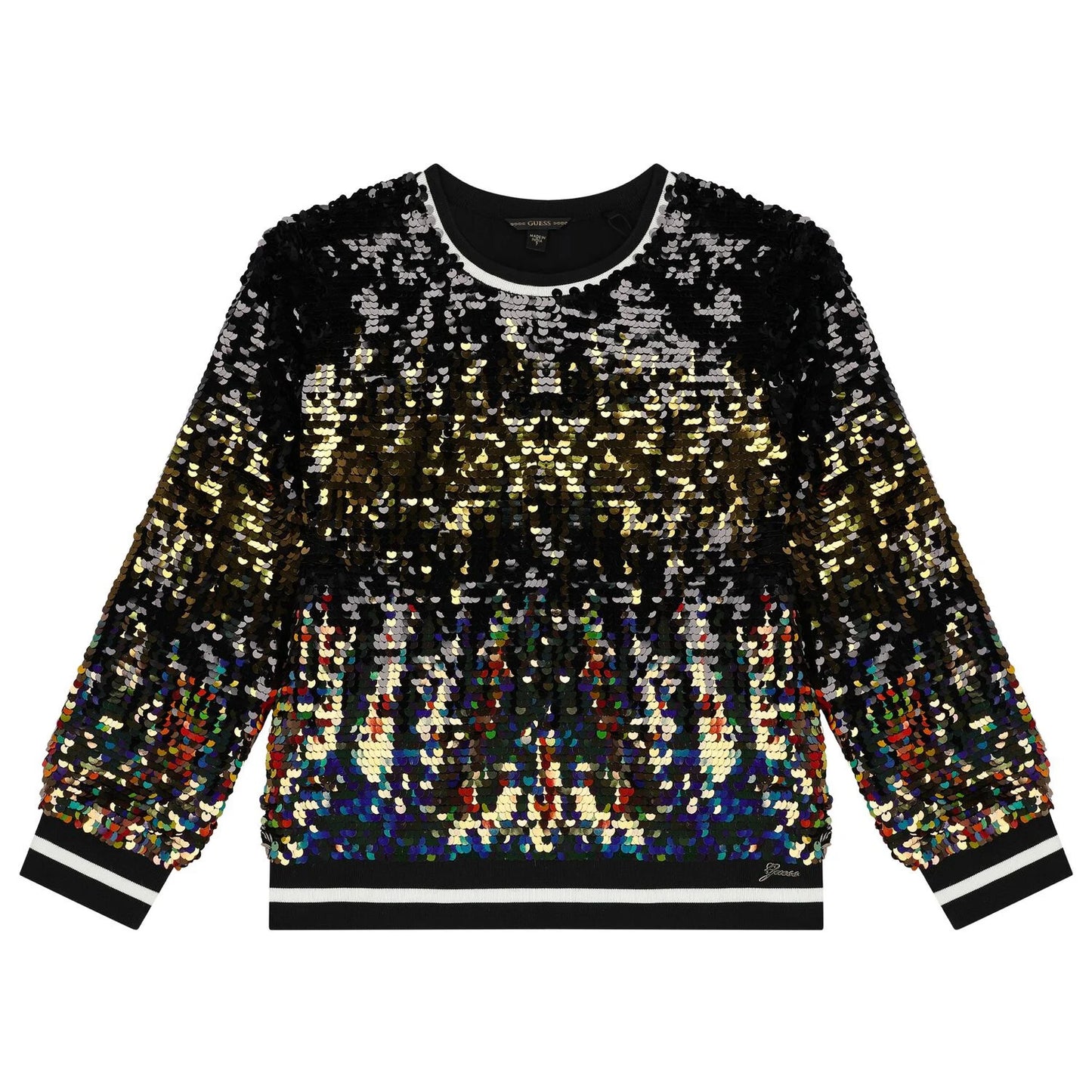 GUESS GIRLS BLACK & GOLD SEQUIN SWEATSHIRT