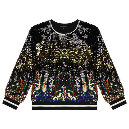 GUESS GIRLS BLACK & GOLD SEQUIN SWEATSHIRT