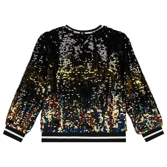 GUESS GIRLS BLACK & GOLD SEQUIN SWEATSHIRT