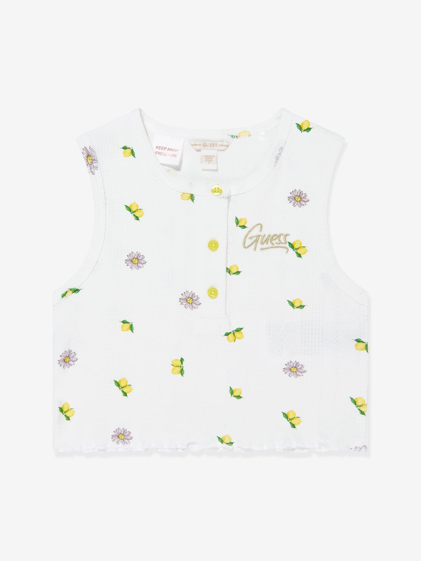 GUESS KIDS SLEEVELESS RIB LEMONS T SHIRT