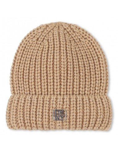 DKNY KNITTED METALLIC LOGO BEANIE