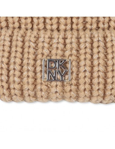 DKNY KNITTED METALLIC LOGO BEANIE