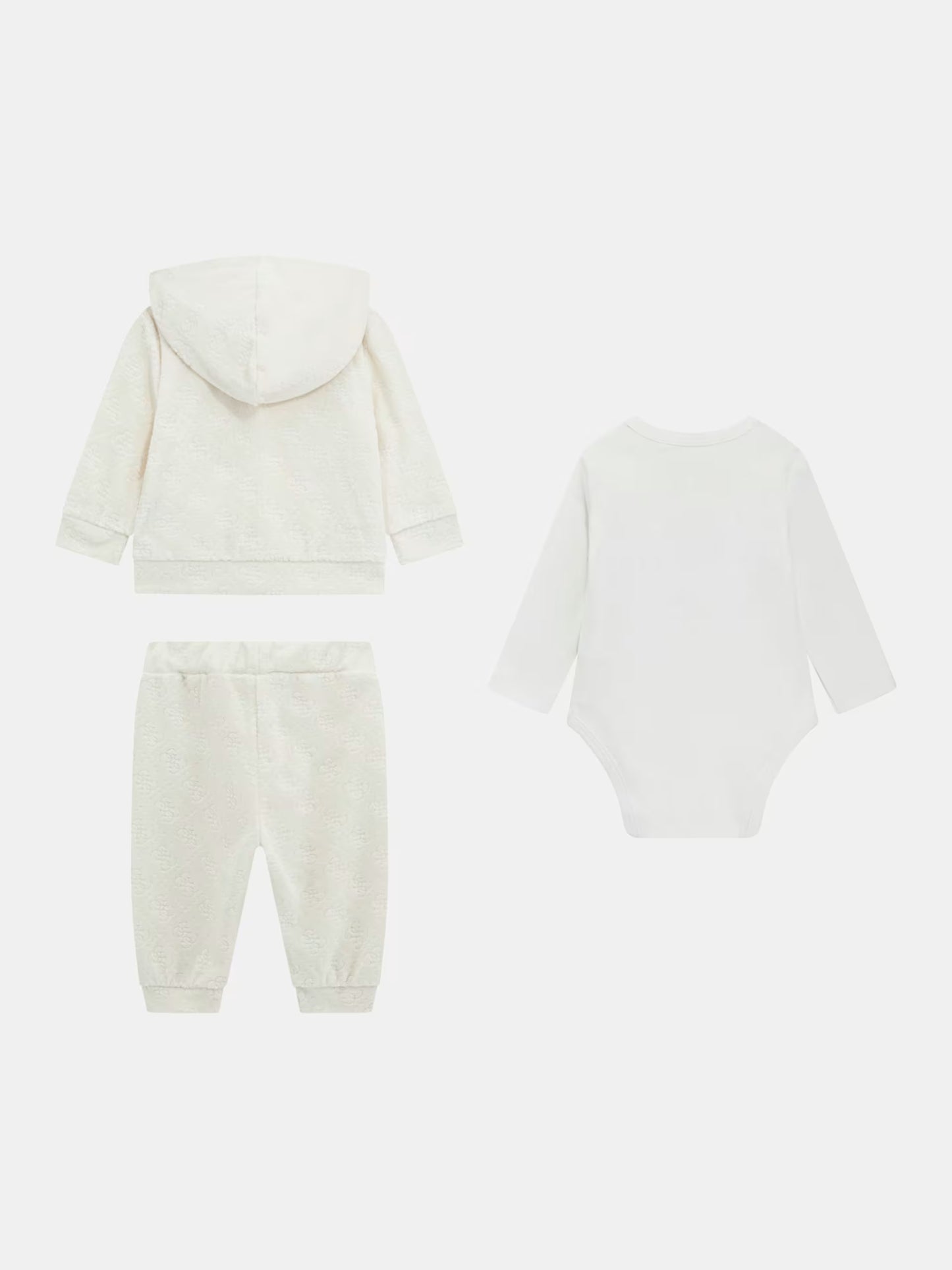 GUESS NEWBORN JACQUARD SET HOODED TOP LS BODY & PANTS