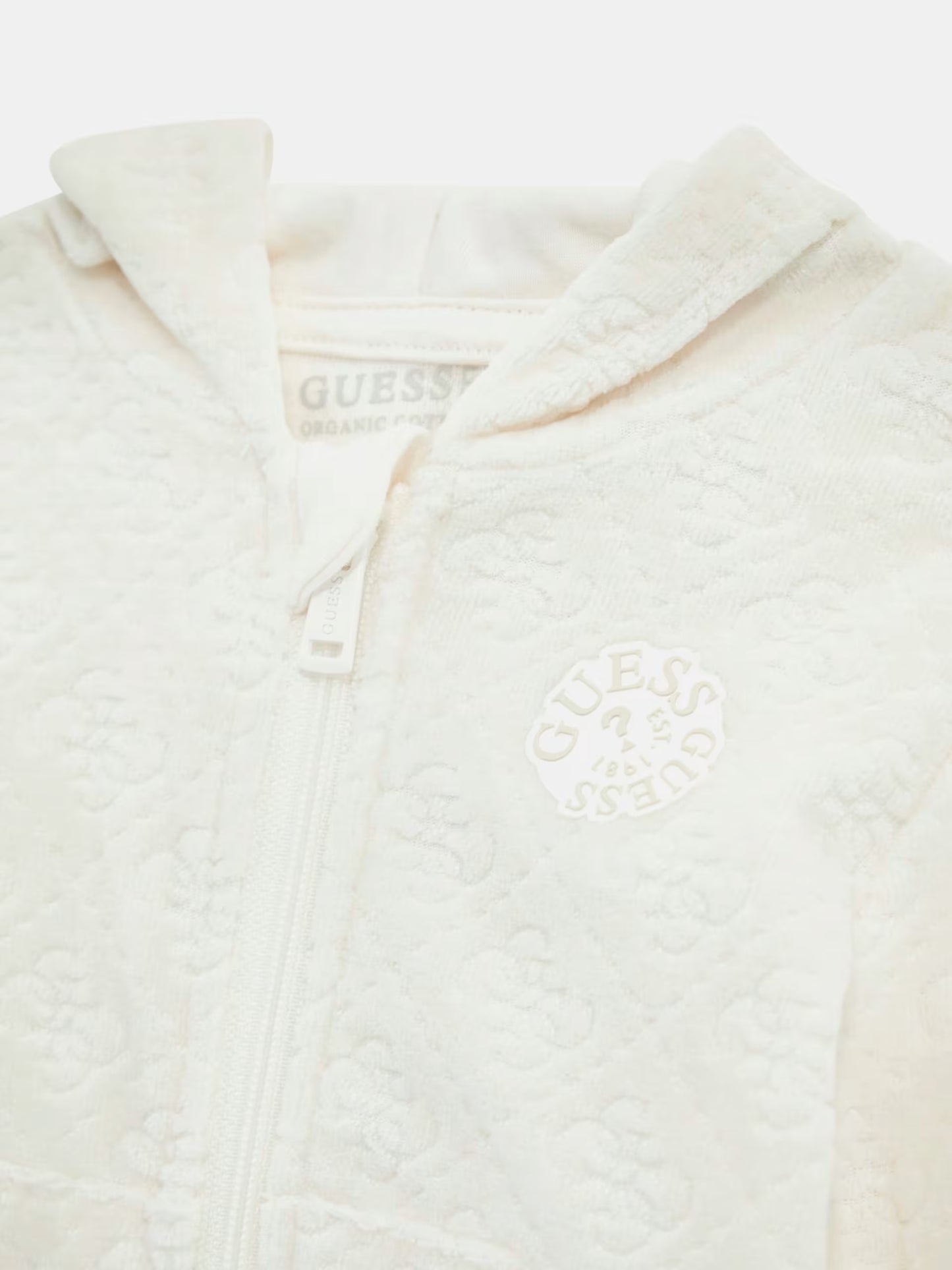 GUESS NEWBORN JACQUARD SET HOODED TOP LS BODY & PANTS