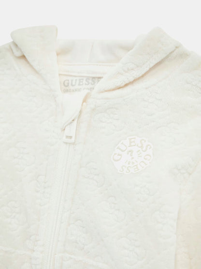 GUESS NEWBORN JACQUARD SET HOODED TOP LS BODY & PANTS