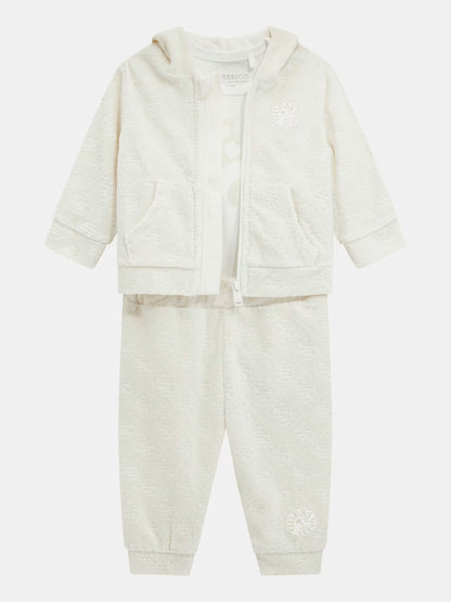 GUESS NEWBORN JACQUARD SET HOODED TOP LS BODY & PANTS