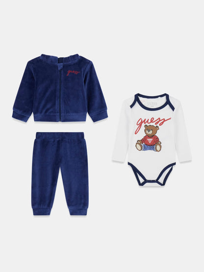 GUESS JEANS KIDS SET HOODED TOP & LS BODY & PANTS
