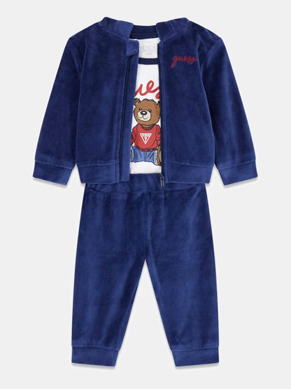 GUESS JEANS KIDS SET HOODED TOP & LS BODY & PANTS