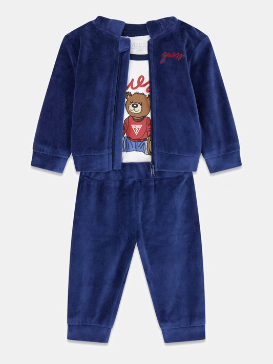 GUESS JEANS KIDS SET HOODED TOP & LS BODY & PANTS