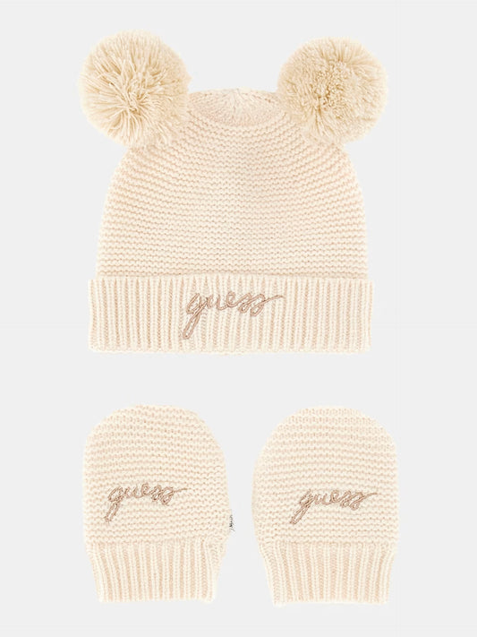 GUESS KIDS SET SWEATER HAT & MITTENS