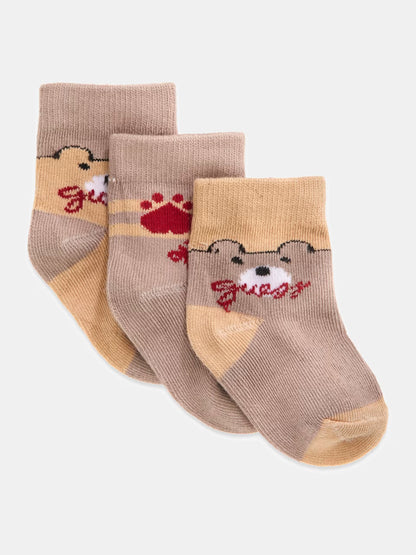 GUESS KIDS TEDDY BEAR 3 PIECES SOCKS SET
