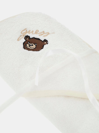 GUESS KIDS EMBROIDERED LOGO TEDDY BEAR TOWEL