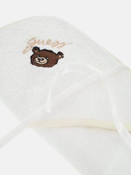 GUESS KIDS EMBROIDERED LOGO TEDDY BEAR TOWEL