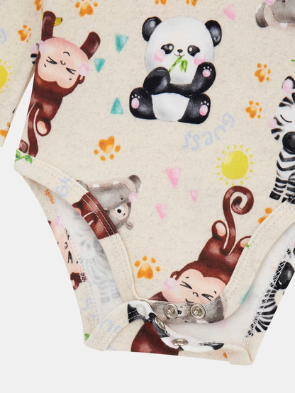 GUESS ALLOVER ANIMALS PRINT 5 PIECES BABY SET