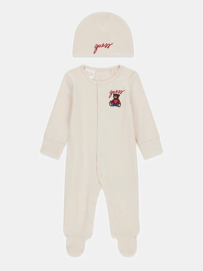 GUESS BABY HAT & OVERALL SET