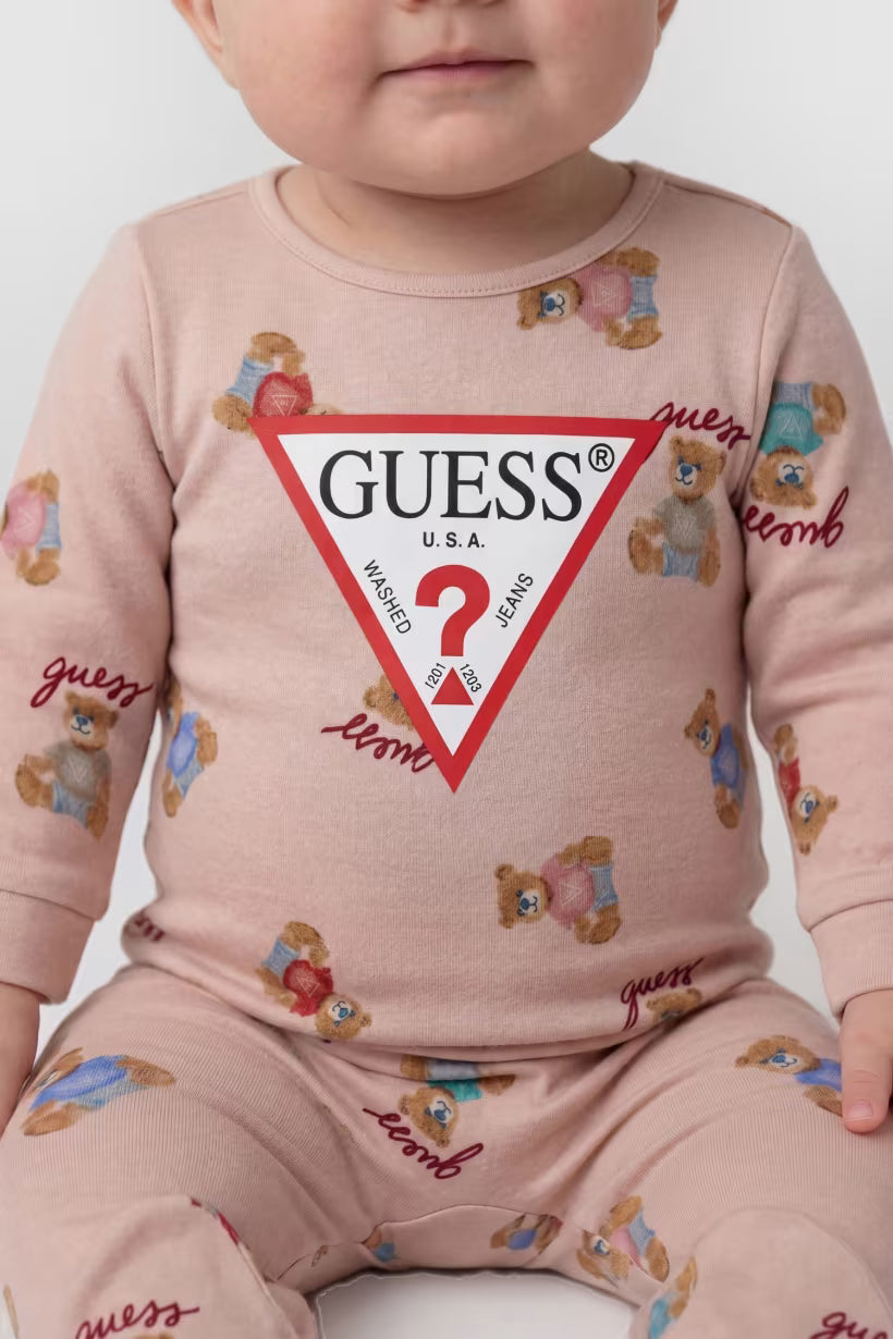 GUESS KIDS BABY BEAR COTTON SLEEPSUIT