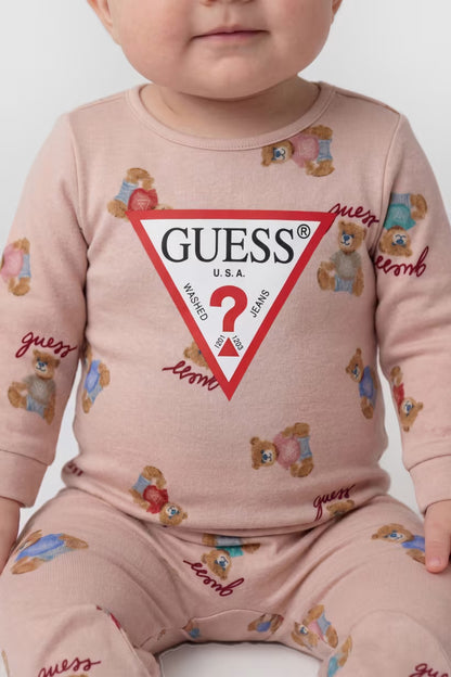 GUESS KIDS BABY BEAR COTTON SLEEPSUIT