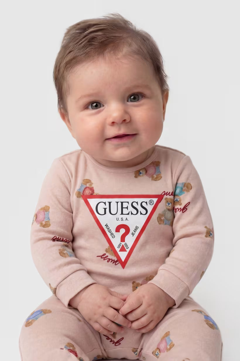 GUESS KIDS BABY BEAR COTTON SLEEPSUIT