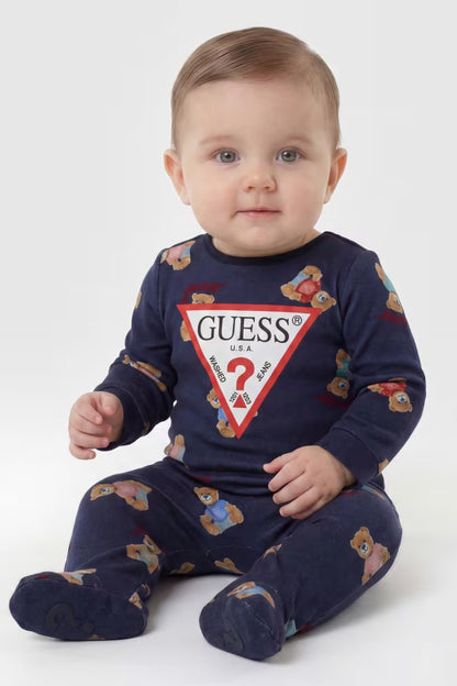 GUESS KIDS BABY BEAR COTTON SLEEPSUIT